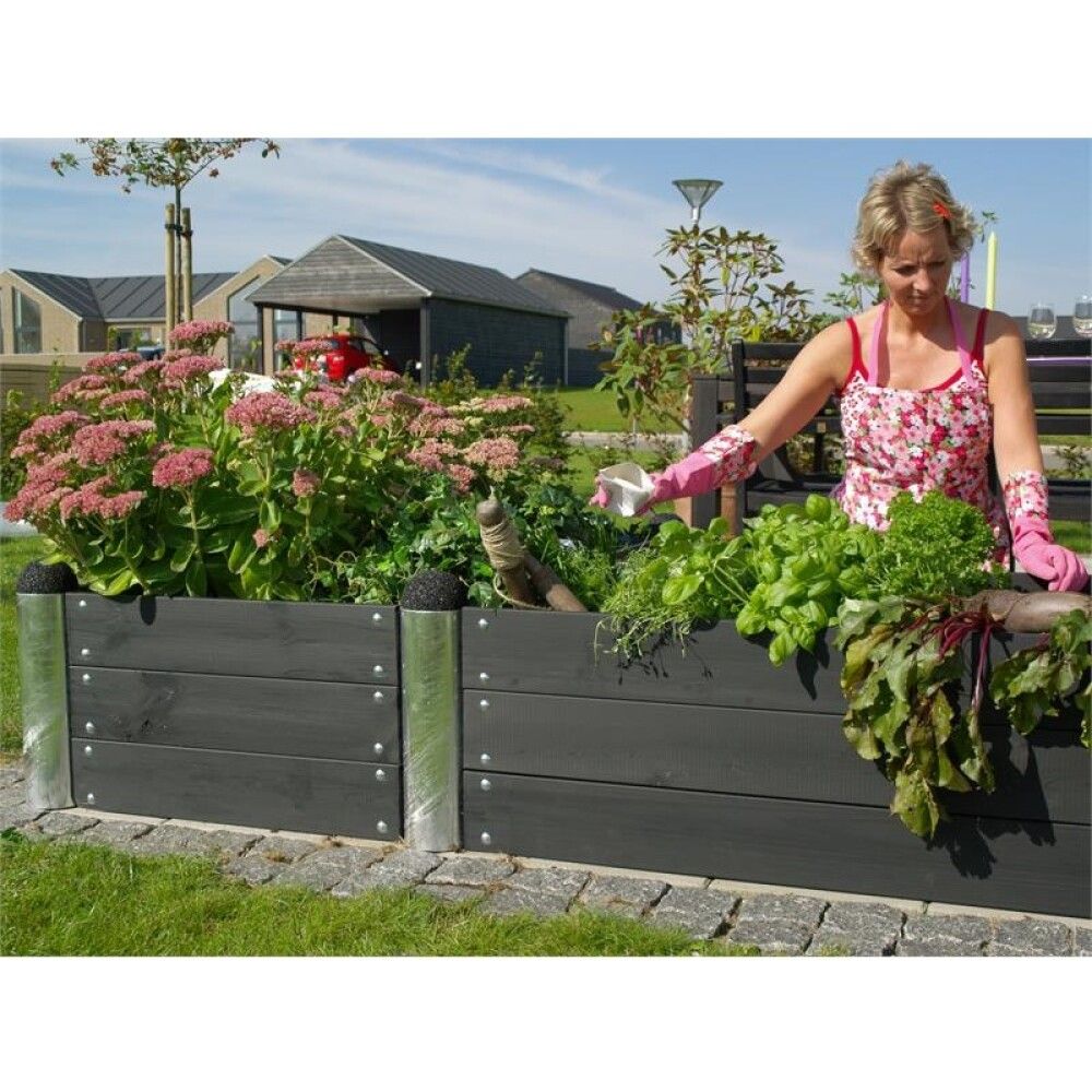 PLANTEKASSE PLUS PIPE SVART 80X80X36 CM