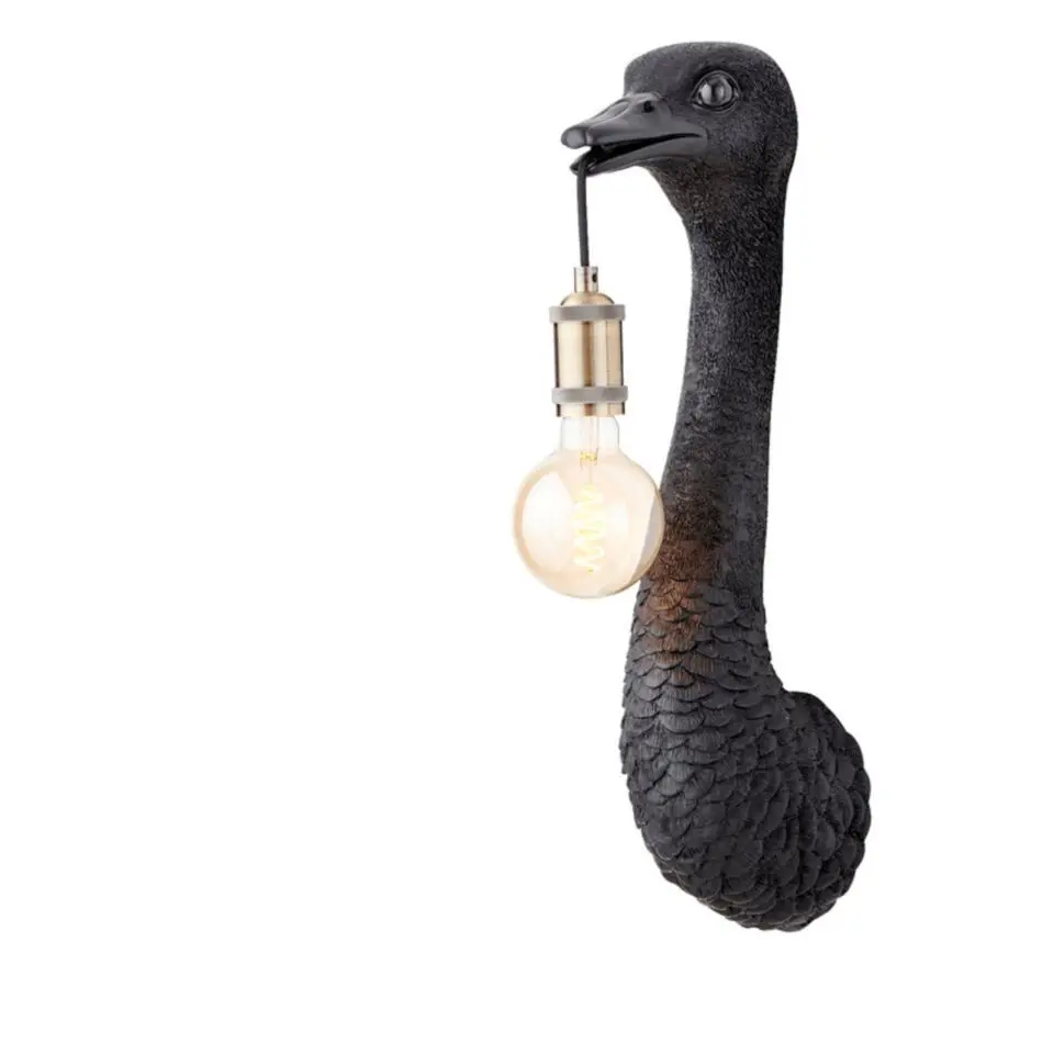 Wandlamp Ostrich - Zwart - 18x15.5x57.5cm