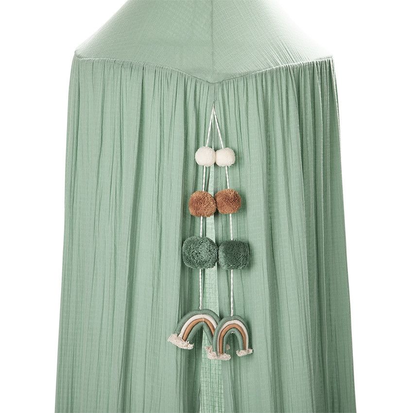 Ciel de lit en gaze de coton - Vert - Kaki