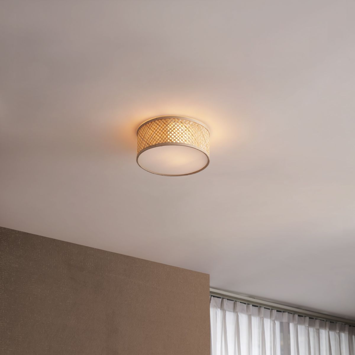 Oosterse plafondlamp bamboe naturel 30cm - Tremmo