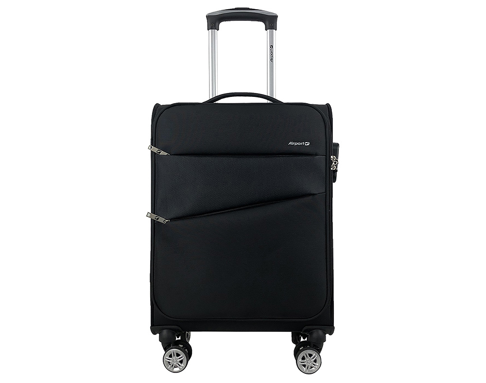 MALA DE CABINE FLEXÍVEL AIRPORT PRETO 8 RODAS 55CM