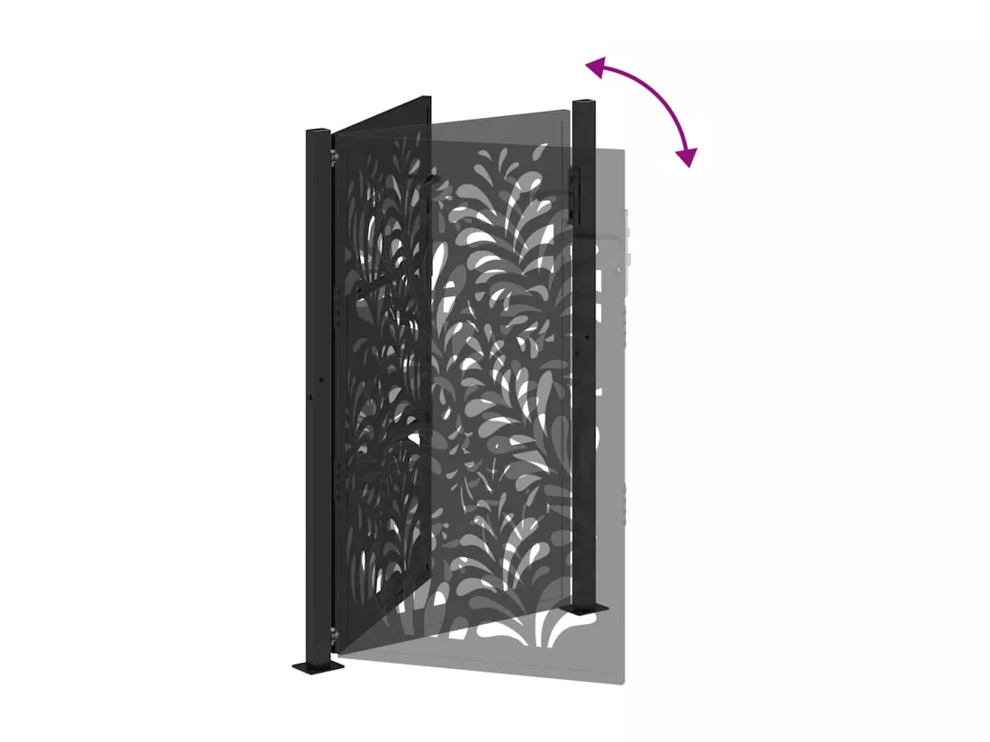 Portail de jardin noir 105x155 cm acier conception de vagues