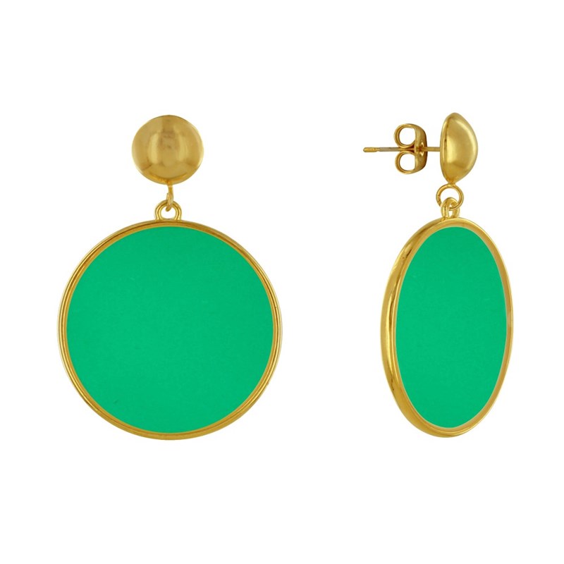 Boucles d'Oreilles Clous Métal Doré Cercle Coloré Translucide