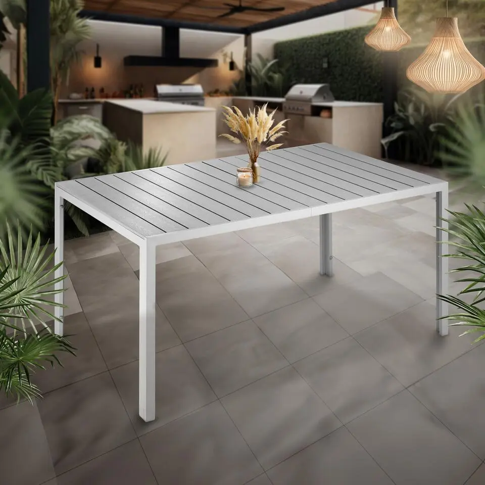 tectake Aluminium tuintafel Bianca in hoogte verstelbare voetjes 150x90x74,5cm