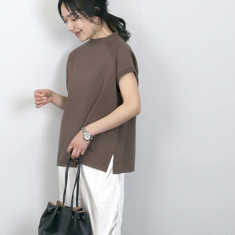 Angel Love - T-shirt met korte mouwen en geplooide hals en split