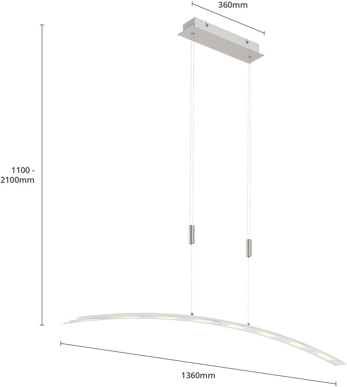 Lindby LED Manon (Modern) in Alu aus Glas (1 flammig,) Wohnzimmerleuchte