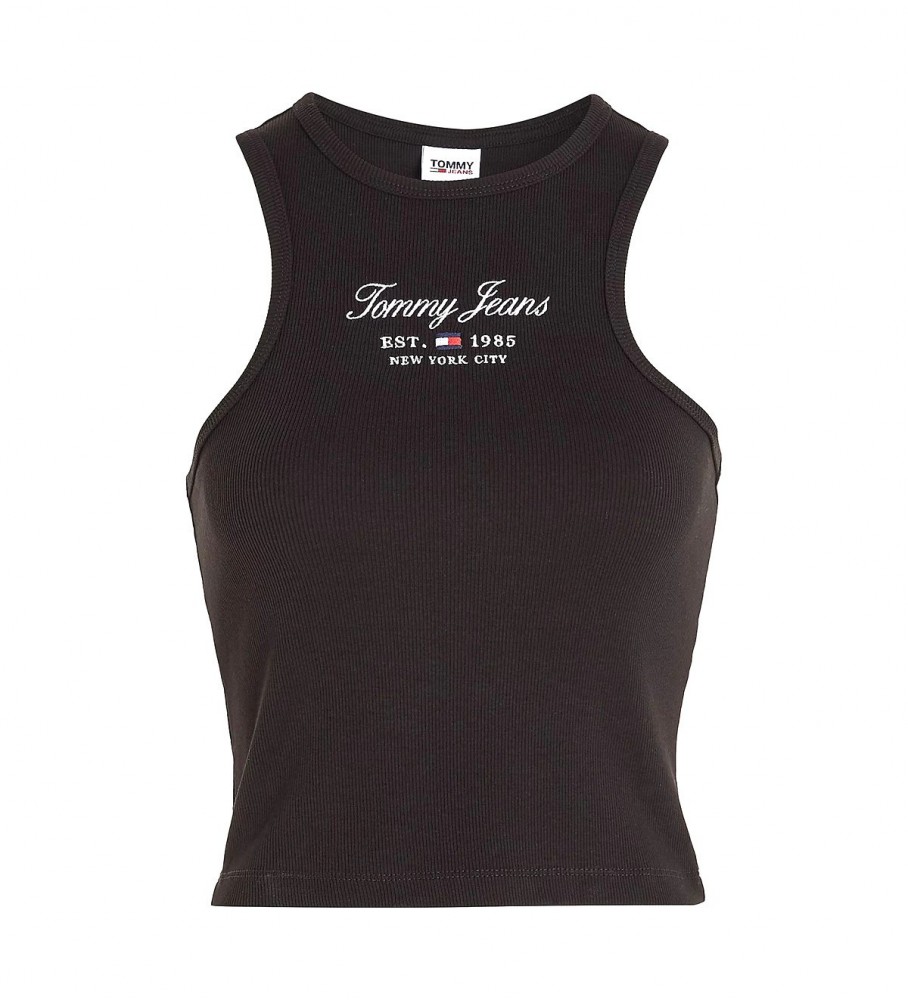 Camiseta sem mangas Tommy Jeans Essential Slim Fit preta