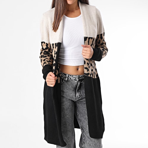 Cardigan Femme Jade Animal Beige Noir Leopard