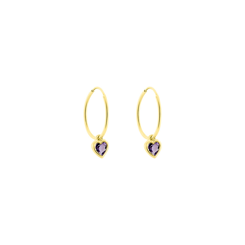 Créoles Marsie Coeur Or Jaune Amethyste