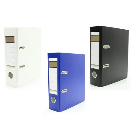 Livepac Office Ordner DIN A5, quer, 75 mm breit, 3 Stück je 1x in weiß, blau und schwarz