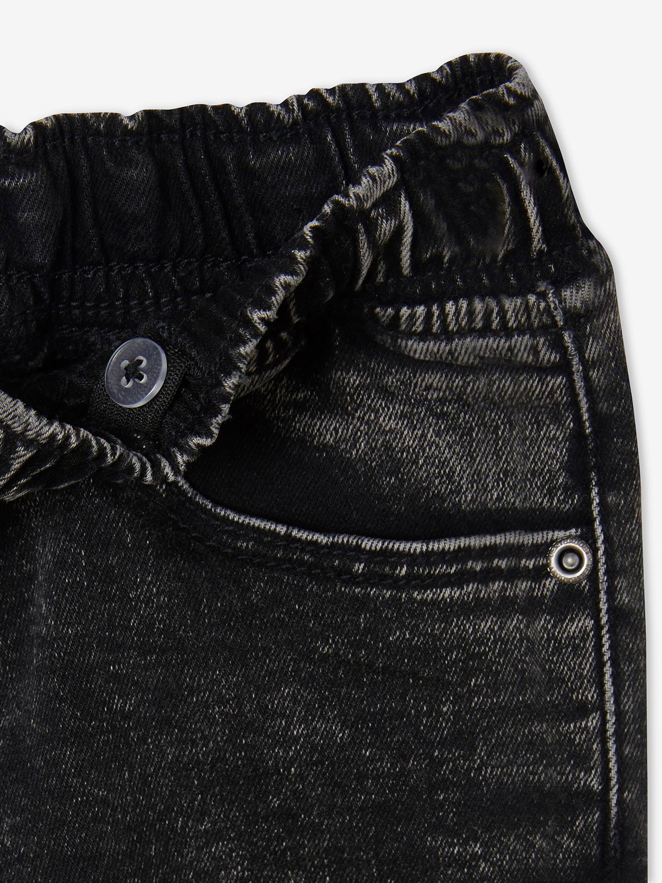 Bermuda de moletom com efeito jeans para meninos, lavagem azul escura