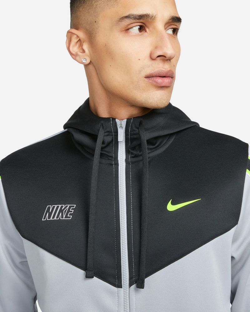 Sweat zippé à capuche Nike Repeat Gris & Jaune Fluo pour homme