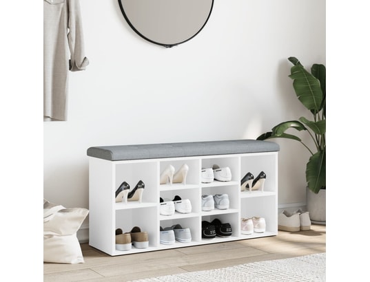 VIDAXL - Banc à chaussures blanc 102x32x50 cm bois d'ingénierie