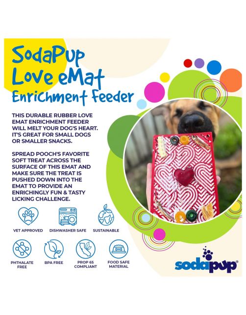 Sodapup Lickmat Love Hearts - Hondenvoerbak - Rood Small