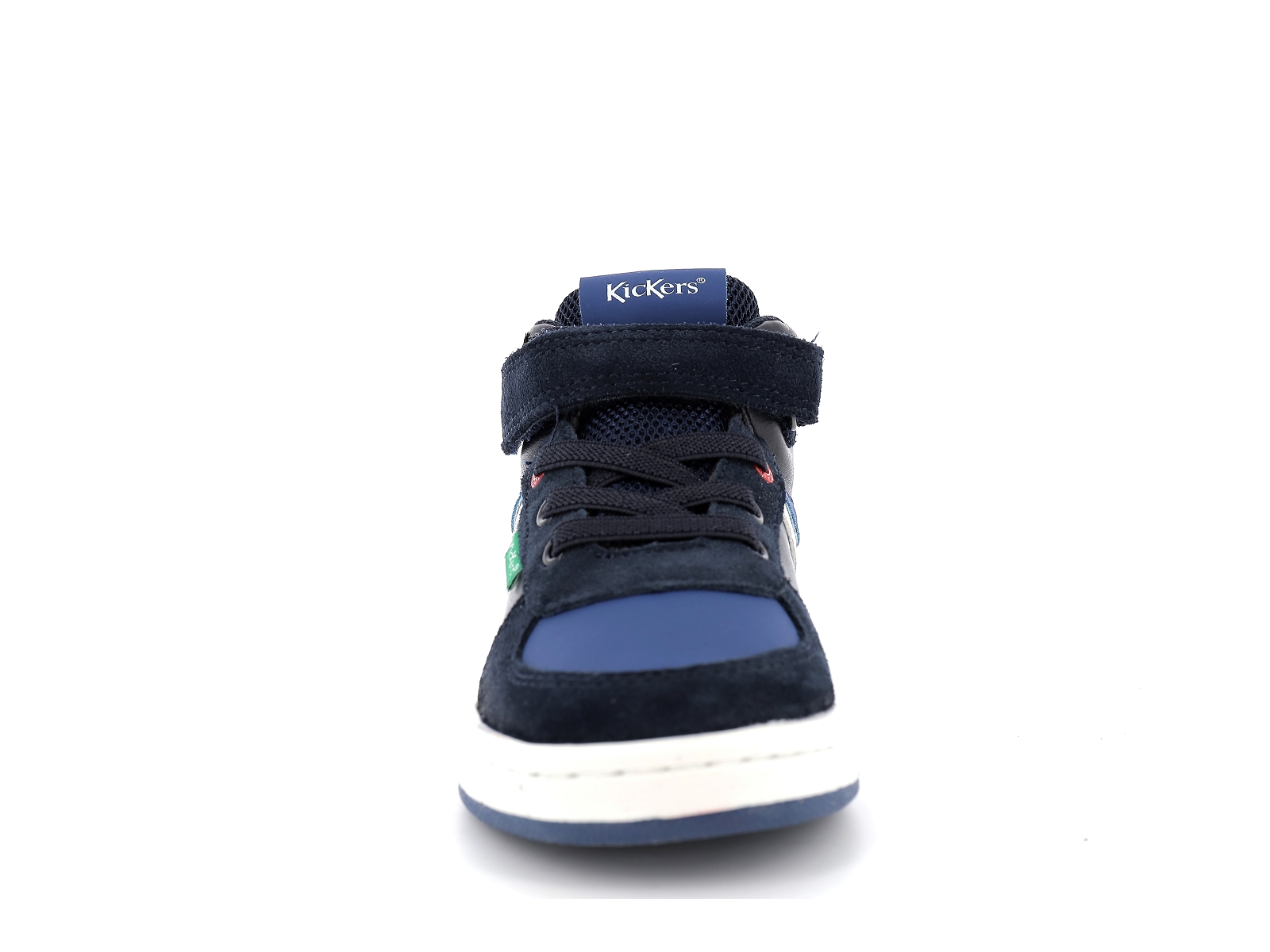 Kickers-BILBON BB MID 664560 Matières combinées Marine-Blanc