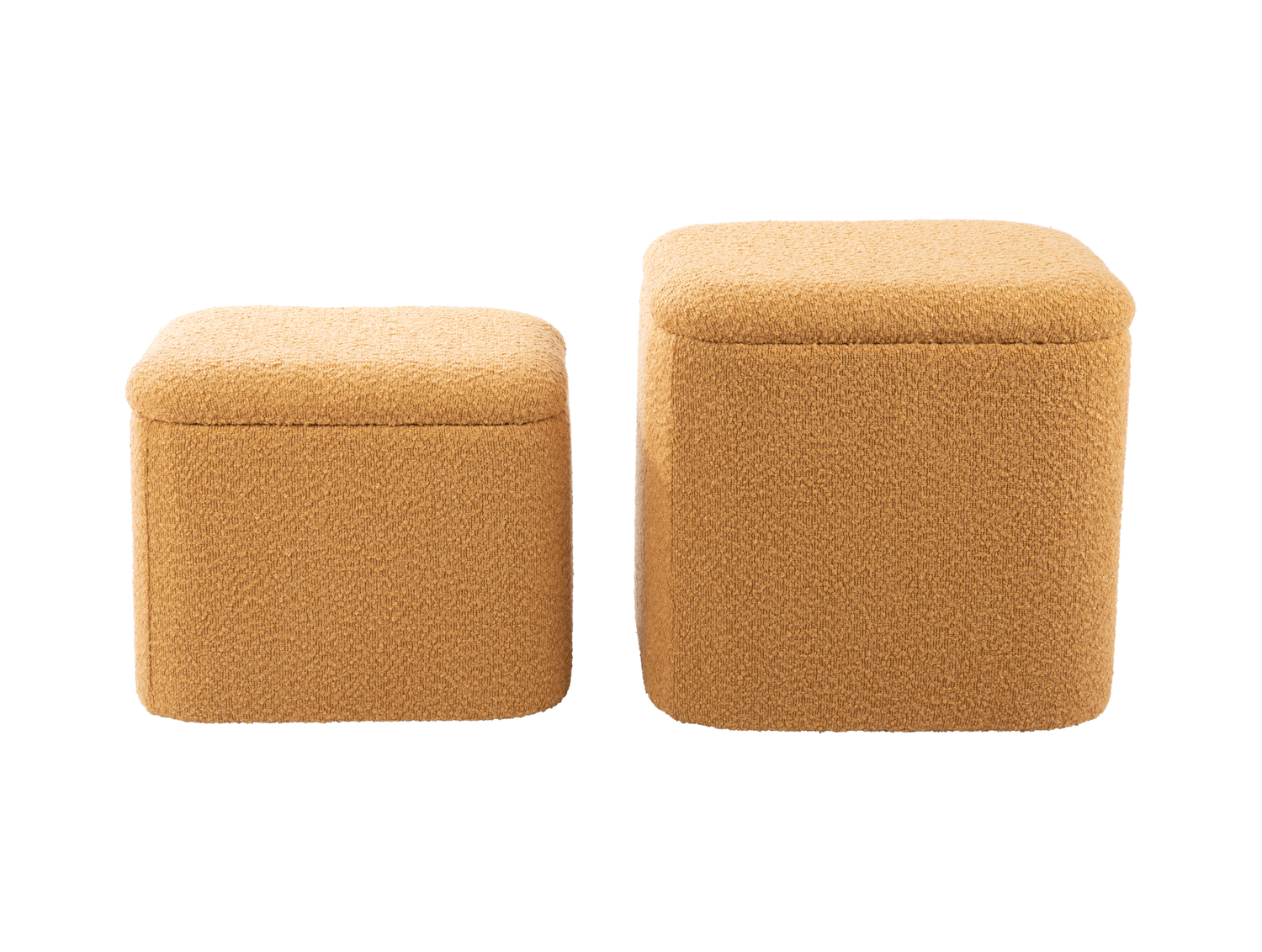 Pouf set Ada storage bouclé ochre yellow, set of 2pcs