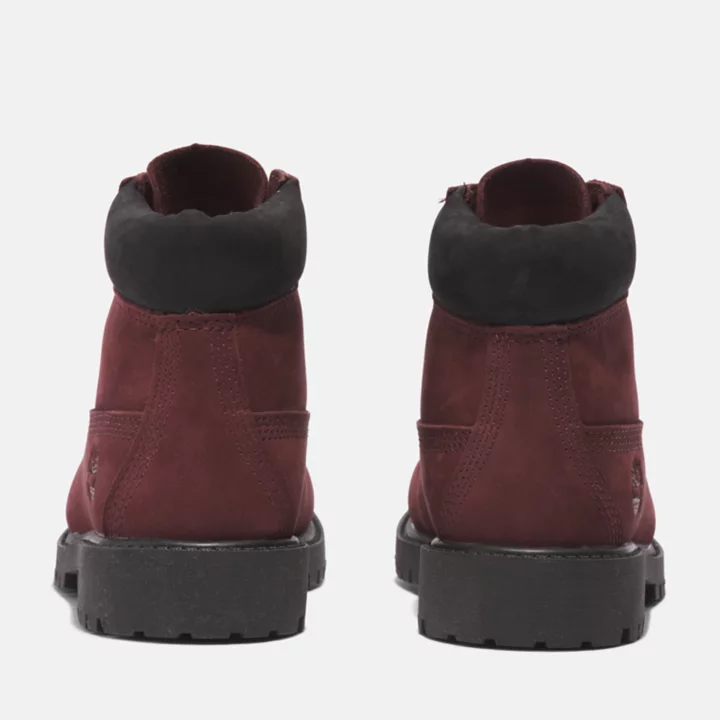 Bota Timberland Premium de 6 polegadas para jovens na cor bordô.