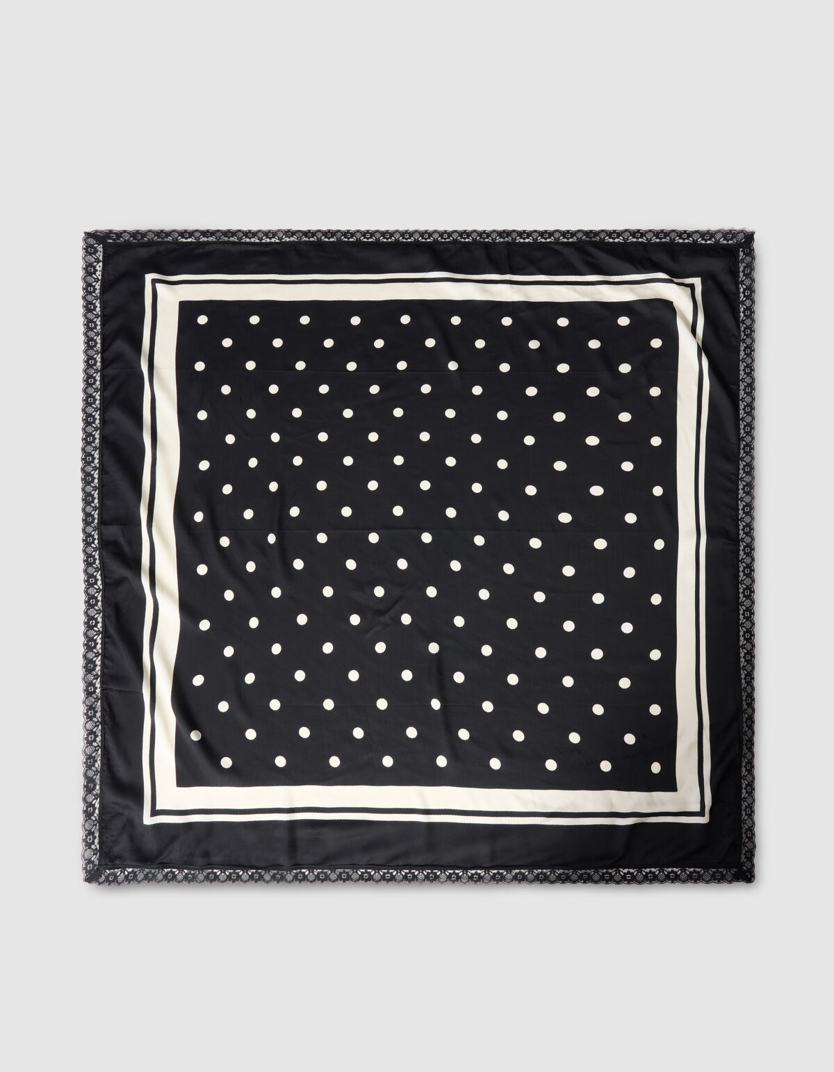 Kanten Polkadot Sjaal Zwart/Wit