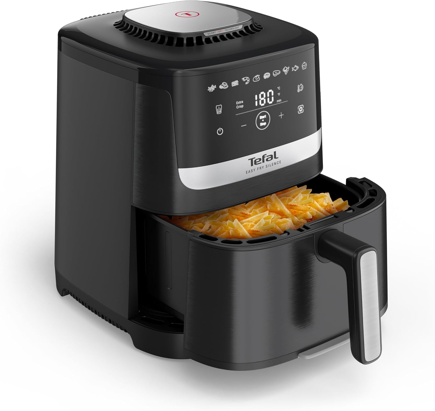 Tefal Easy Fry Silence Heißluftfritteuse XL Airfryer mit Sichtfenster – leise Fritteuse ohne Fett, gesunde Zubereitung mit Heißluft-Technologie, knusprige Pommes & fettarmes Frittieren EY5528