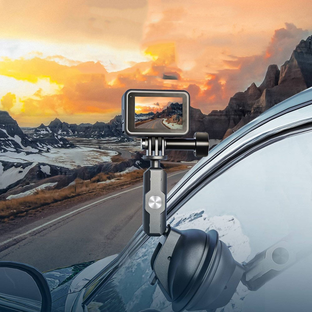 Auto KFZ Kamera Saugnapfhalterung   Stativ Adapter für GoPro / Insta360 (Bis 10kg) - Schwarz