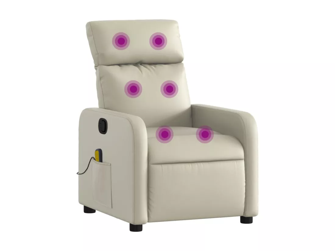 Fauteuil inclinable massant Crème Similicuir