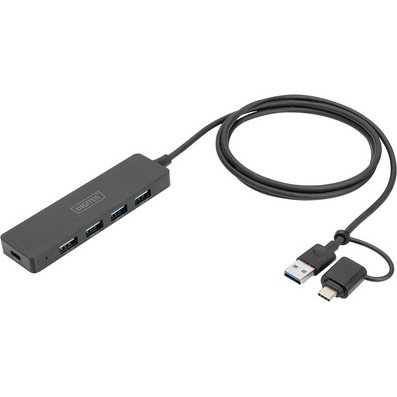 Hub USB 3.0, 4 ports, Slim Line, noir