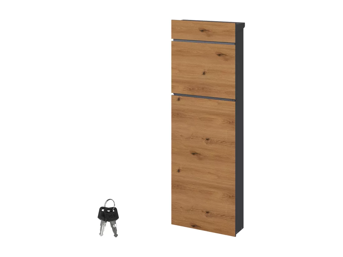 Boîte aux lettres sur pied acier brun aspect bois 39,5x14,1x115 cm boîte postale