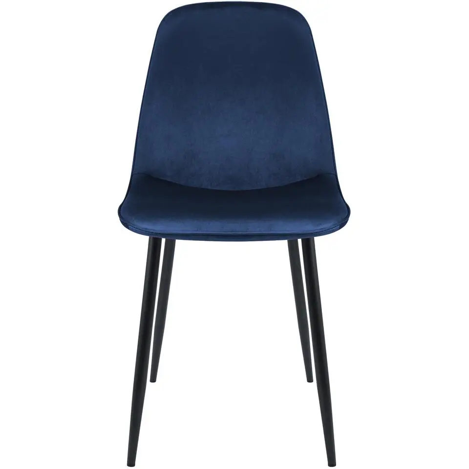 CLP Eetkamerstoel Maryam zwart Frame - Fluweel - donkerblauw