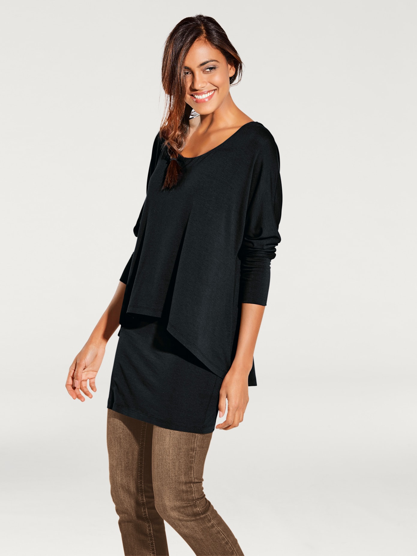T-shirt à encolure ronde look décontracté tendance, manches chauve-souris
