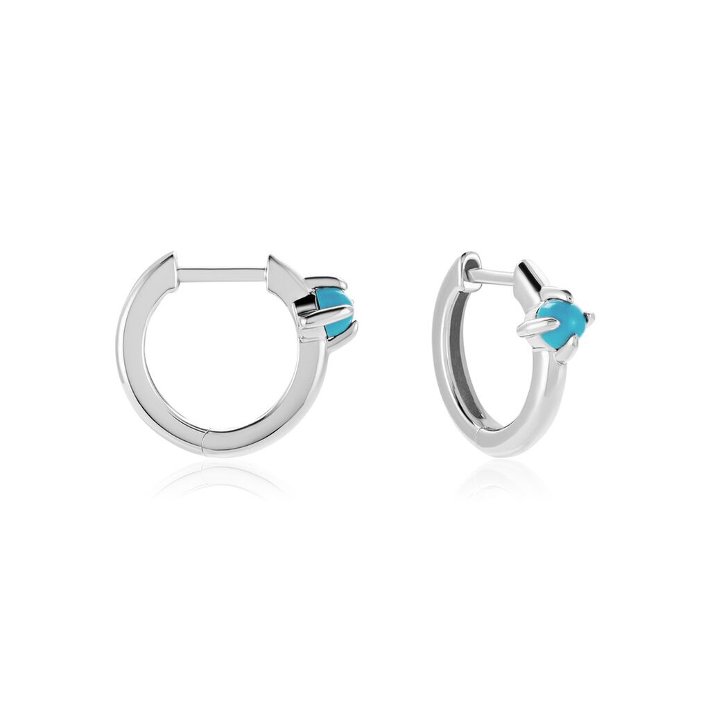 Créoles Goddess Argent Blanc Turquoise