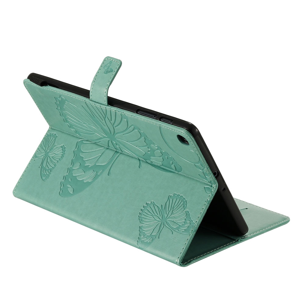 Samsung Galaxy Tab A 10.1 (2019) Leder Tasche Flip Cover Schmetterlinge - Türkis