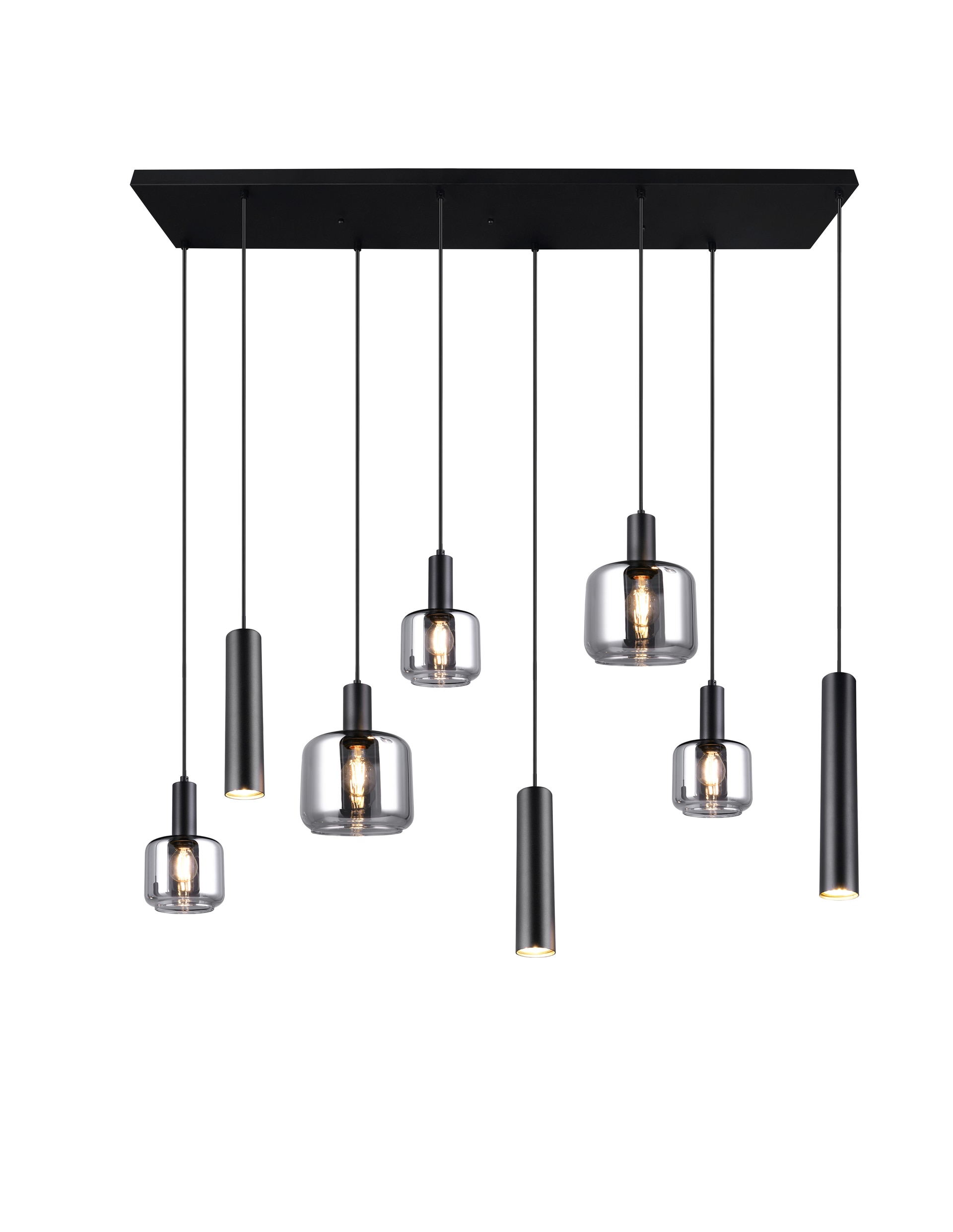 TRIO Retrofit Balkenpendel MATARO 8-flg schwarz /smoke