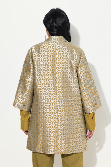 Jacquard-Jacke, A-Linie, Reverskragen, 3/4-Arm