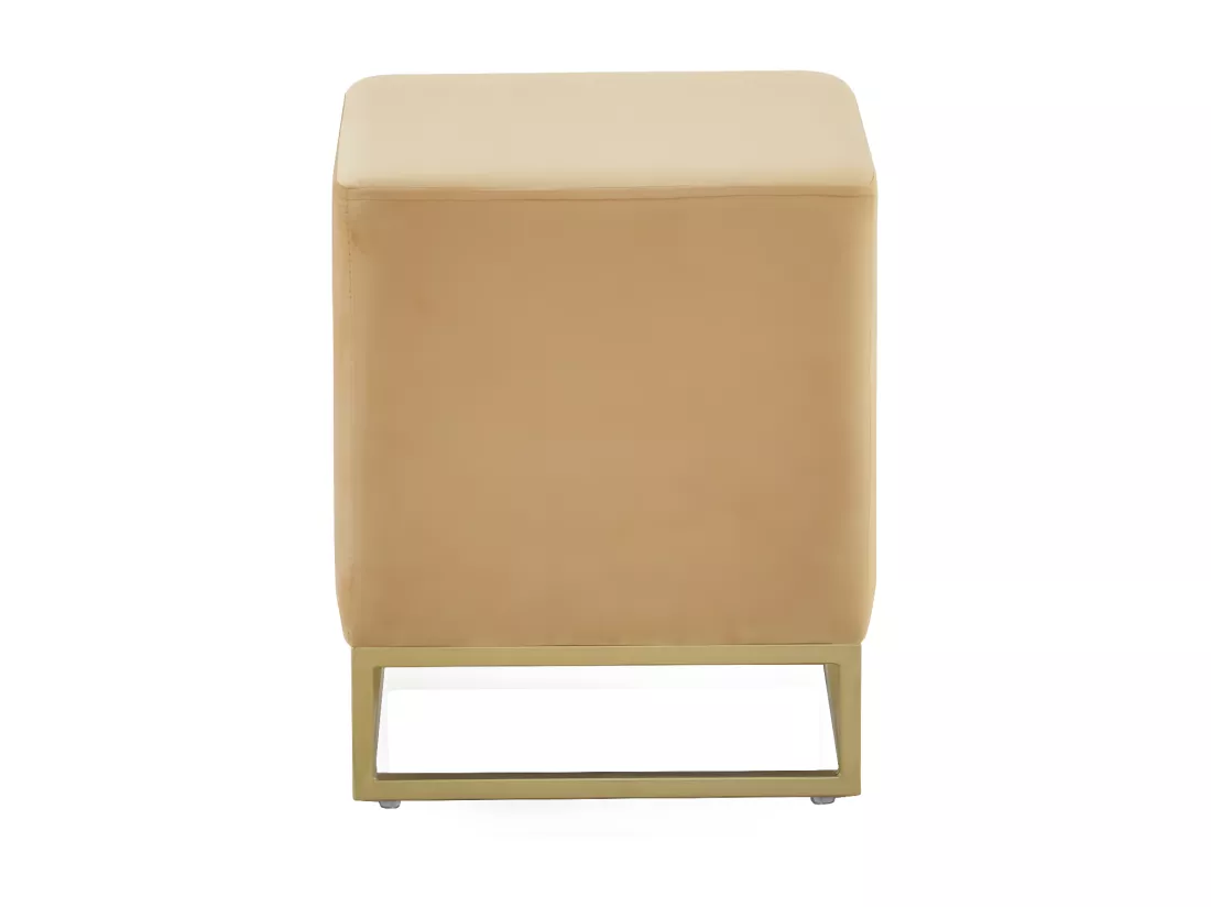 Pouf tapissé en velours moutarde avec base dorée