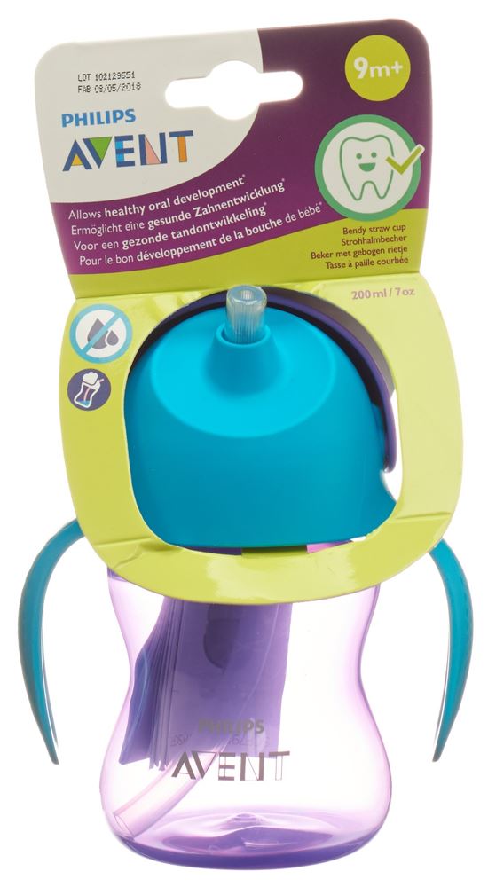 PHILIPS Strohhalm-Becher 200ml Girl lila 1 Stk