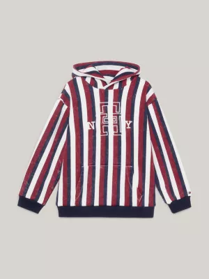 Moletom com capuz listrado e logotipo tonal para ambos os gêneros