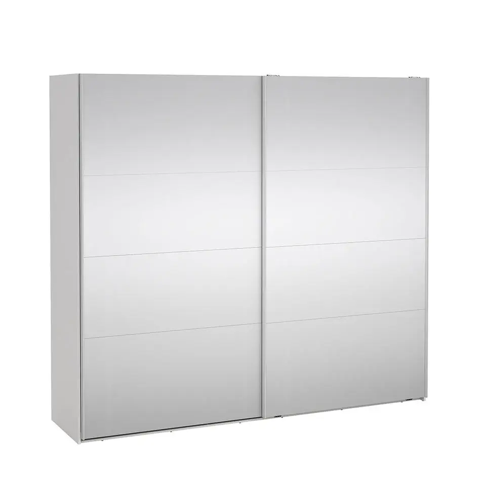 Hioshop Catania schuifdeurkast 2 deuren met spiegel 245x220cm wit