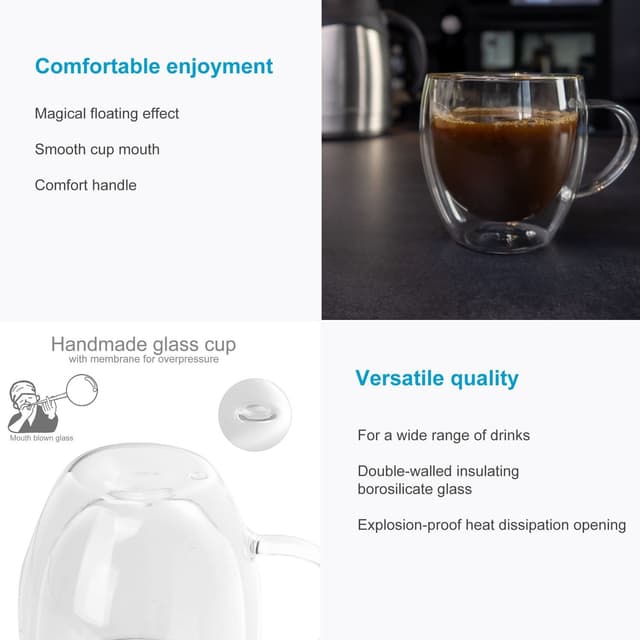 4x Teglas Kaffeglas Kaffekop krus termoglas 100-150 ml
