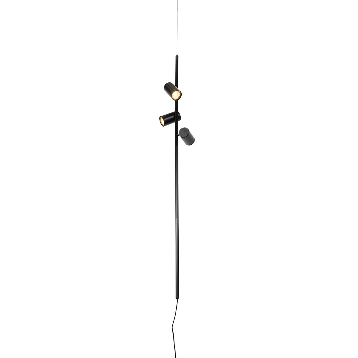 Hanglamp zwart met voetschakelaar 3-lichts - Jeana Luxe