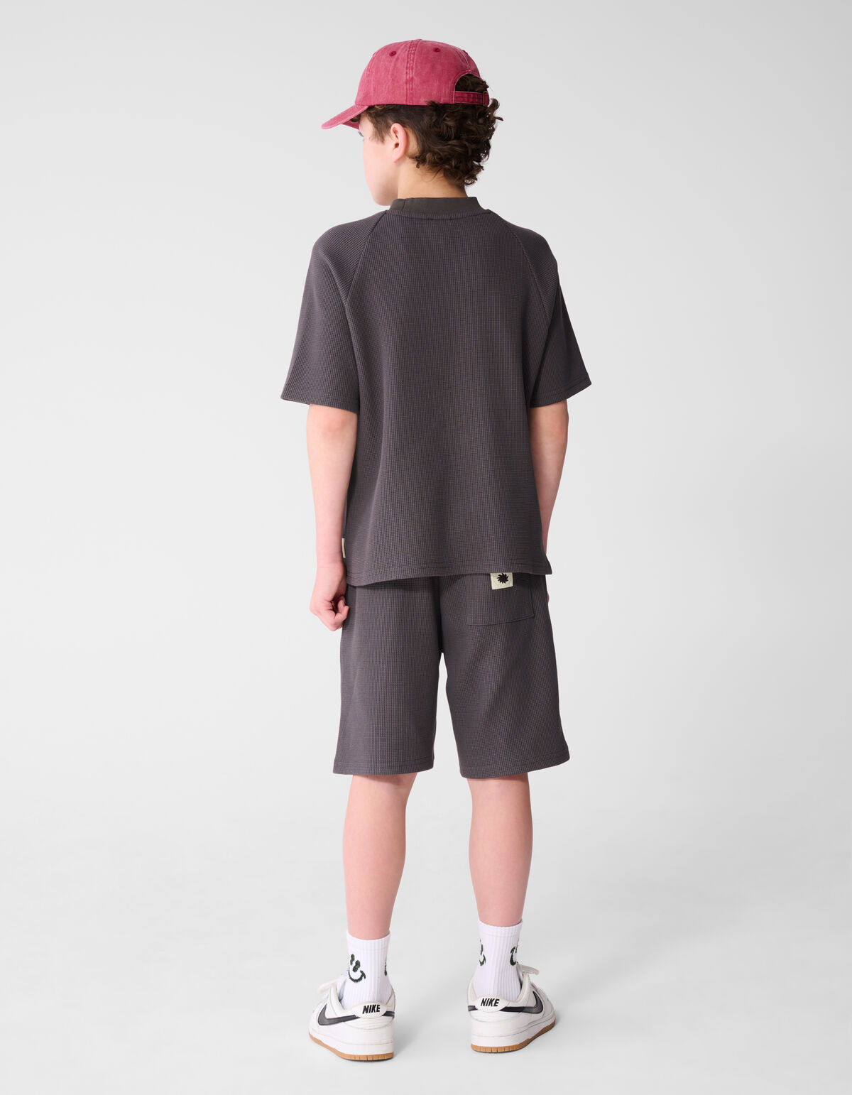 Waffle Structuur Short Donkergrijs