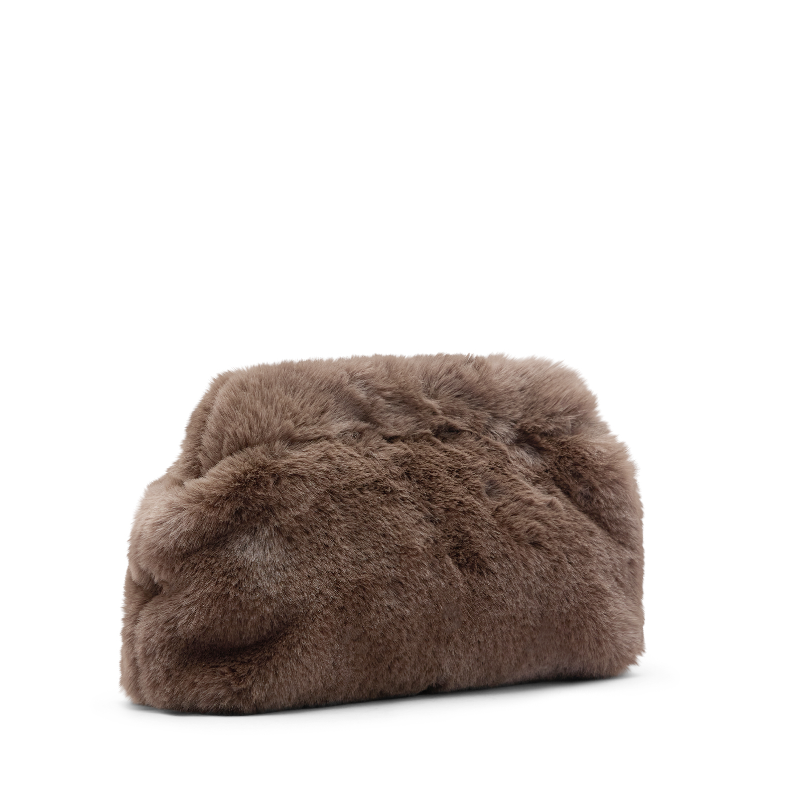 Grijze clutch van faux fur