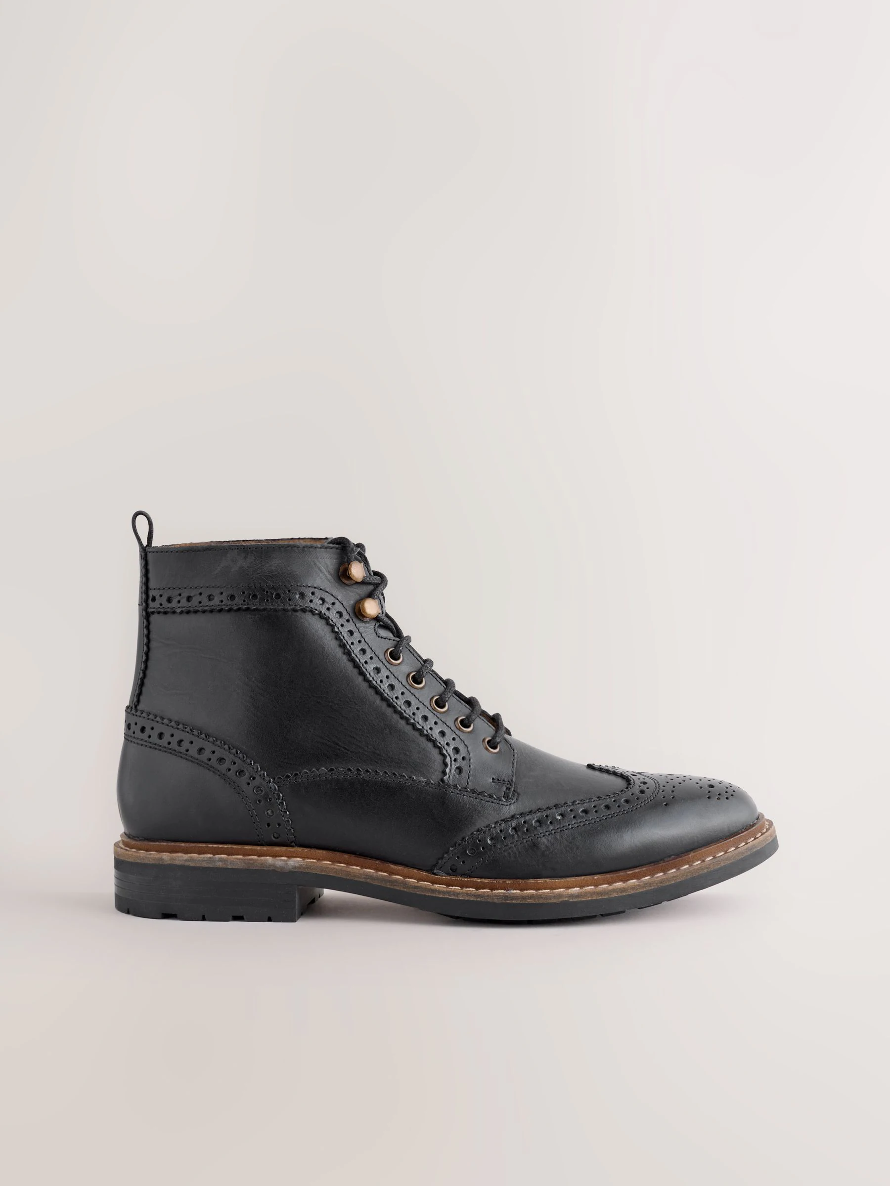 Zwart - Leren brogue laarzen
