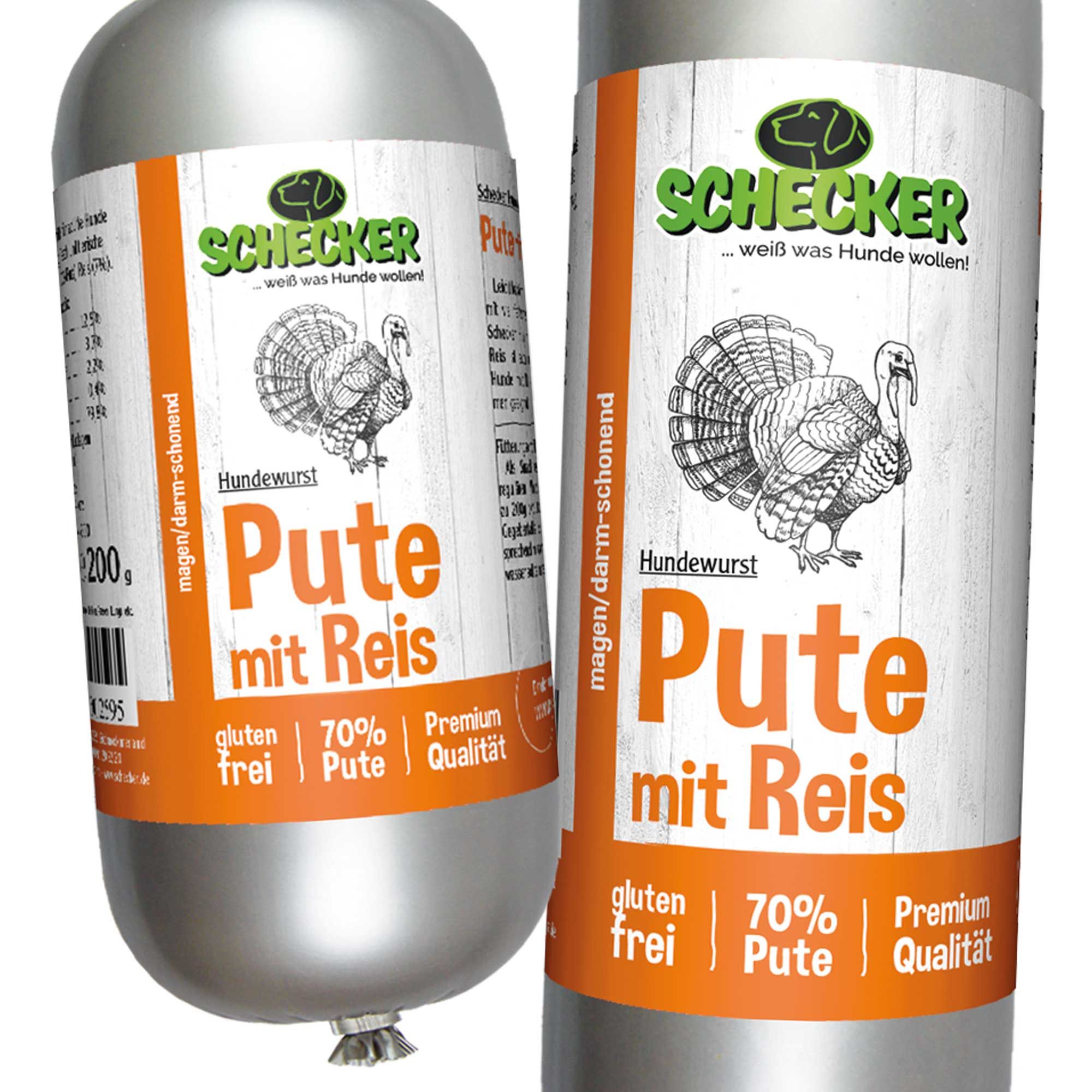 Schecker DOGREFORM Fleischwurst mit Pute und Reis - sensitive Hundewurst - Hundesnack