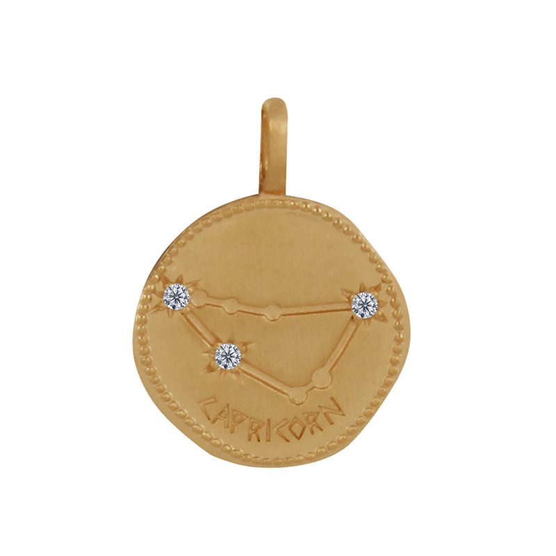 Pendentif Plaqué Or Constellation Capricorne et Strass