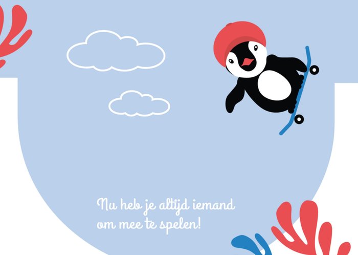 Paperclip | Geboortekaart | broertje | Pinguïn