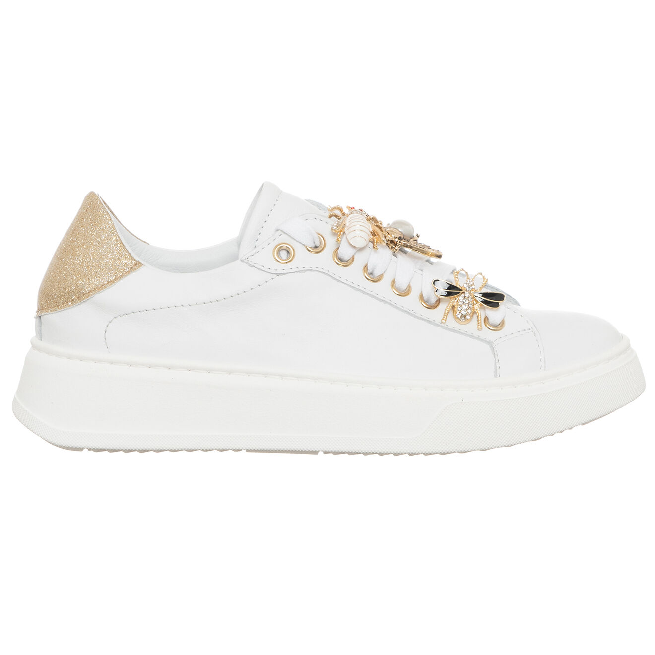 Loretta Pettinari Sneakers en Cuir Ursu blanc/platine