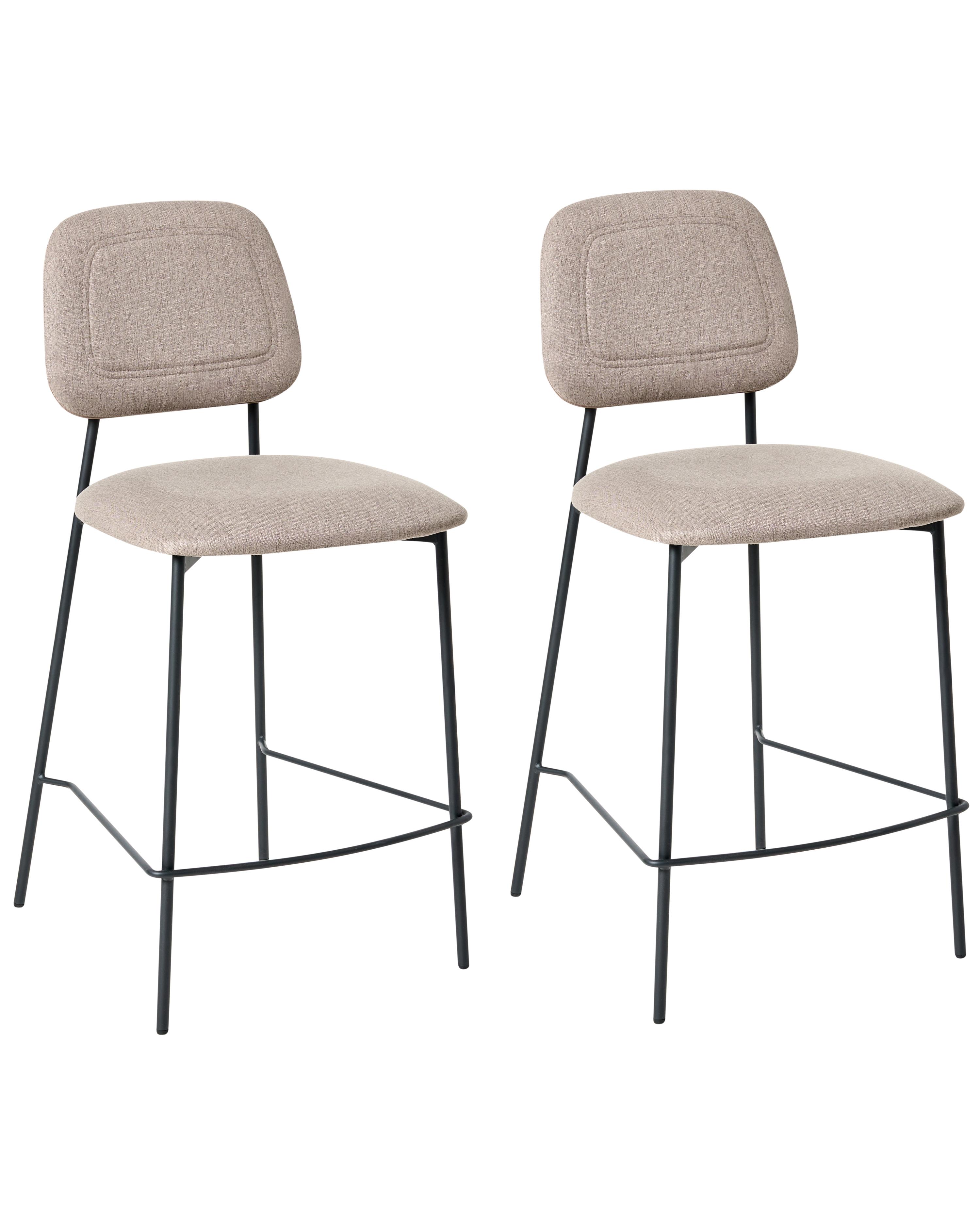 Set van 2 barstoelen DUETTE Kunstlinnen Taupe