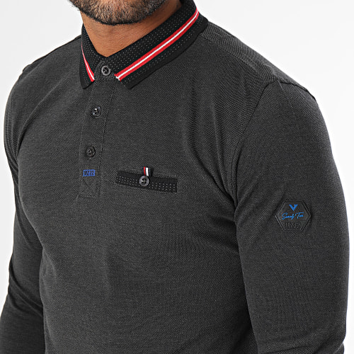 Polo Manches Longues Gris Anthracite