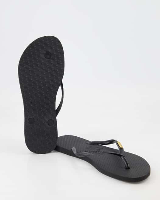 Havaianas Slim Logo Zehentrenner in Schwarz