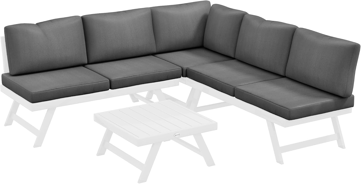 Outsunny 4-TLG. Gartenmöbel-Set, Gartenlounge-Set mit Ecksofa, Doppelsofa, Couchtisch, Sitzkissen, Gartensitzgruppe, Balkonmöbel-Set für Terrasse, Grau